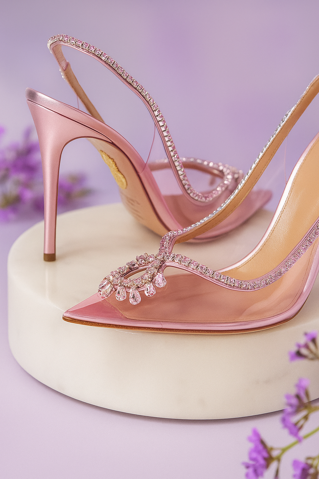 Pink Ombre Rhinestone High Heel Slingback Shoe