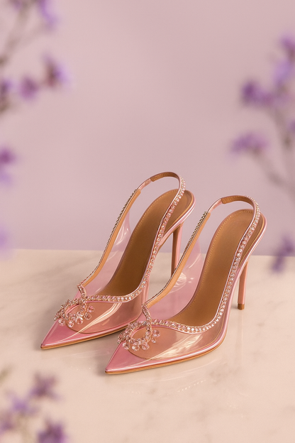 Pink Ombre Rhinestone High Heel Slingback Shoe