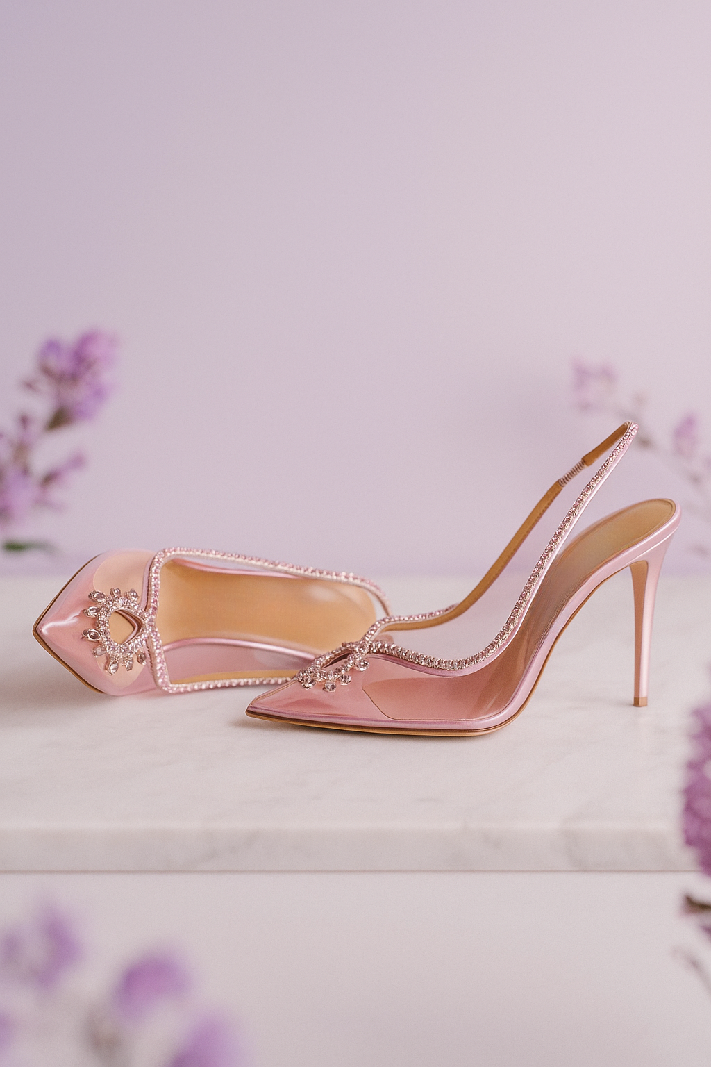 Pink Ombre Rhinestone High Heel Slingback Shoe